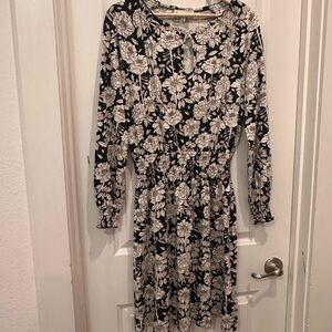 Synergy Organic Clothing Black and Cream Floral Dress